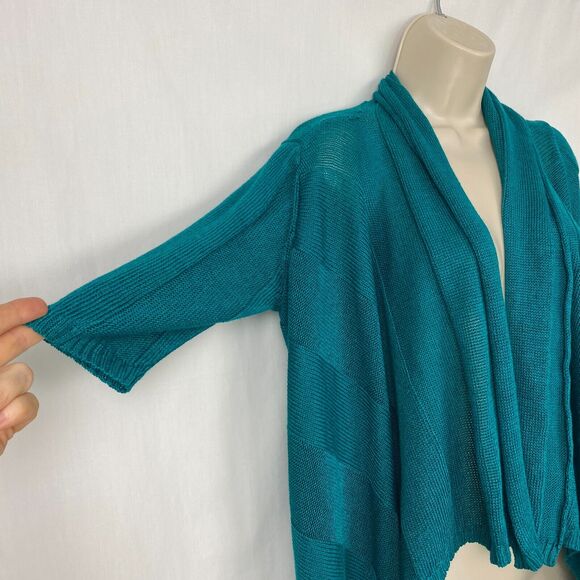 Eileen Fisher Cardigan Sweater Womens Small Linen Silk Blend Open Front Summer S - Picture 2 of 9